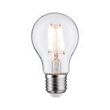 Ampoule LED classique avec verre transparent et culot à vis argenté pour un éclairage économique