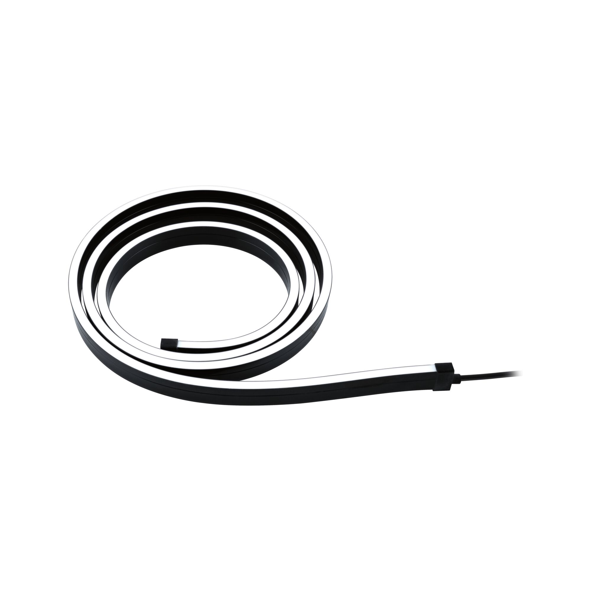 Flexible black LED light strip with white illumination for modern interior lighting