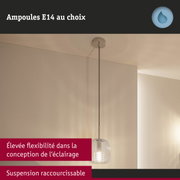 Suspension moderne en verre transparent avec longueur réglable pour un éclairage flexible