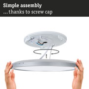 White round ceiling light with screw cap for easy assembly and LED lighting fixture