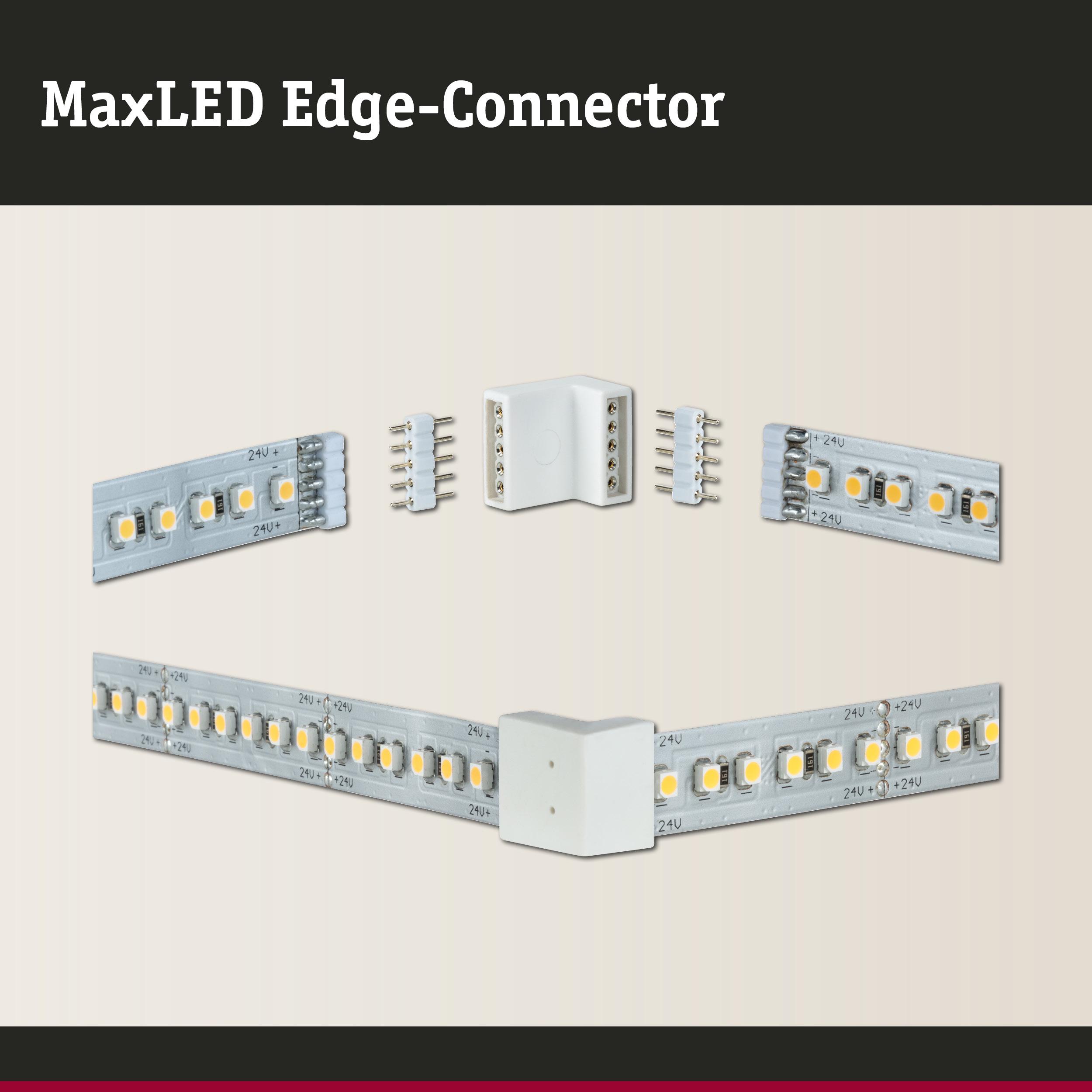 MaxLED Edge-Connector witte kunststof connector voor 24V LED-stripverlichting accessoires