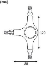 Technische Zeichnung eines dreifachen Steckverbinders mit Maßen 120 mm Höhe und 88 mm Breite