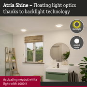 Modern bathroom featuring Atria Shine LED ceiling lights with neutral white light and backlight technology