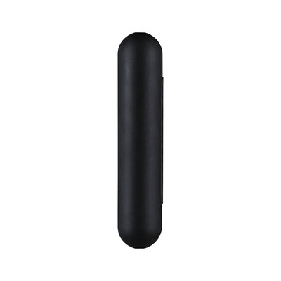 Black elongated LED wall light with rounded ends made of metal for modern indoor lighting