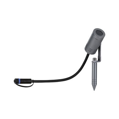 Spot de jardin en aluminium gris avec piquet et câble noir pour éclairage extérieur