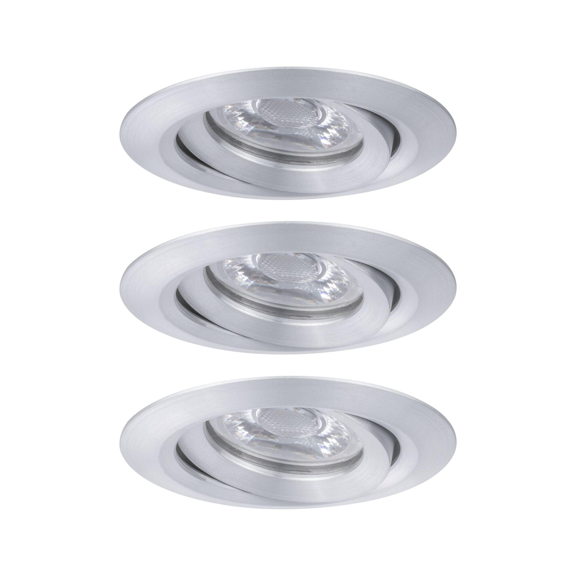 Round recessed spotlight in brushed silver aluminium for modern LED lighting solutions