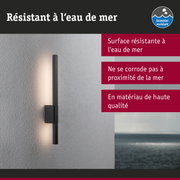 Applique murale extérieure noire résistante à l'eau de mer sur mur gris texturé