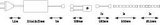 Technical drawing of LED strip with cable and connector, dimensions shown in millimetres.
