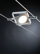 Modern cable spotlight with square silver aluminum housing for flexible LED lighting solutions