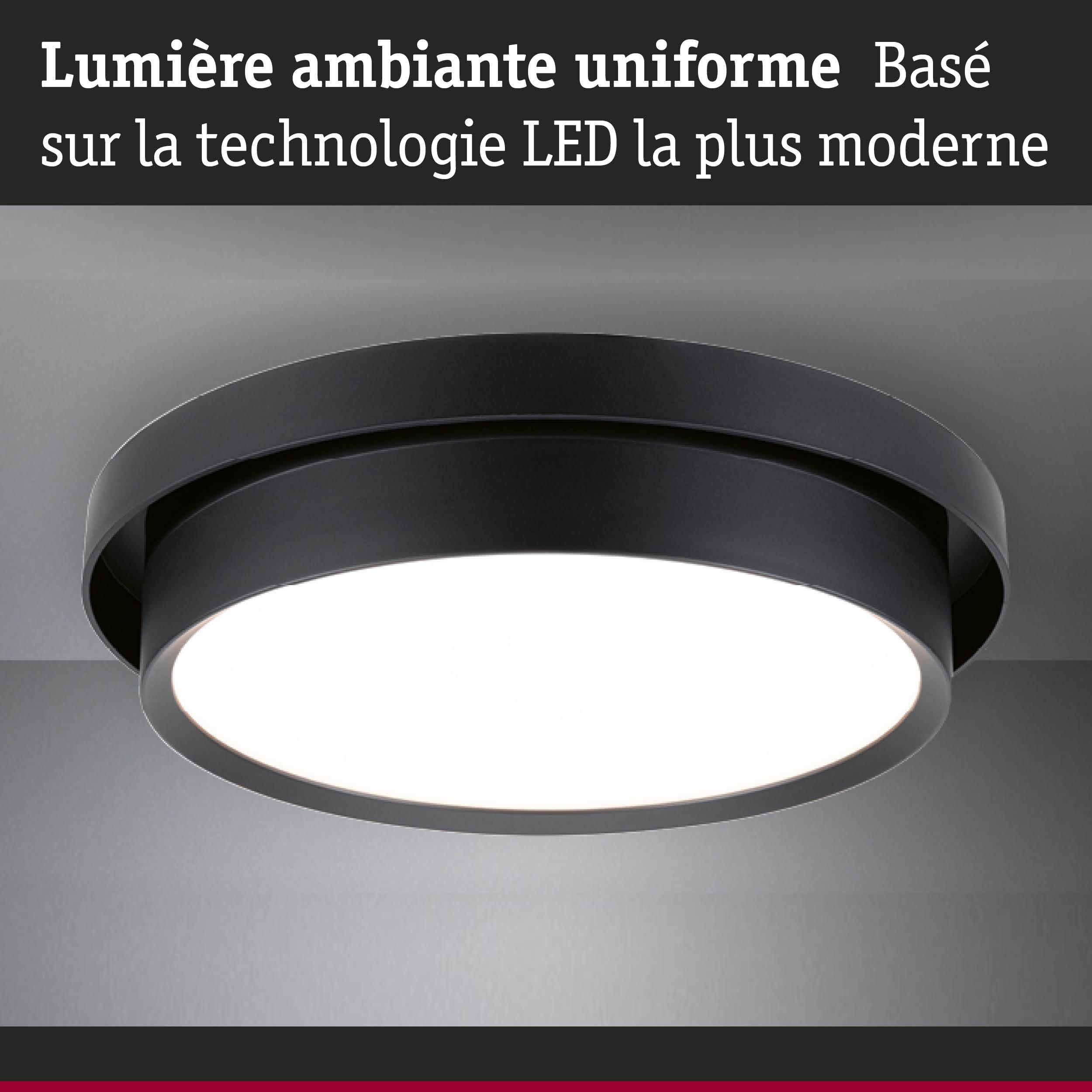 Plafonnier LED rond à cadre noir offrant un éclairage d'ambiance uniforme avec technologie LED moderne