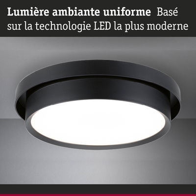 Plafonnier LED rond à cadre noir offrant un éclairage d'ambiance uniforme avec technologie LED moderne