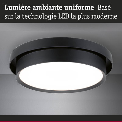 Plafonnier LED rond à cadre noir offrant un éclairage d'ambiance uniforme avec technologie LED moderne