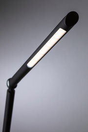 Schwarze LED-Schreibtischlampe mit langem, schmalem Leuchtstreifen für modernes Arbeitslicht