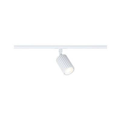 White aluminium LED spotlight on track system for flexible indoor lighting solutions