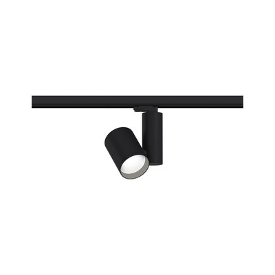 Black metal LED spotlight on track system for flexible indoor lighting solutions