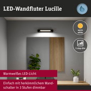LED-Wandfluter Lucille in Schwarz mit warmweißem Licht, dimmbar in 3 Stufen für Wohnraumbeleuchtung