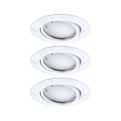 Trois spots encastrés blancs en métal avec réflecteur orientable pour un éclairage polyvalent