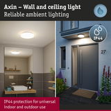 Axin round white wall and ceiling light with IP44 protection for indoor and outdoor use