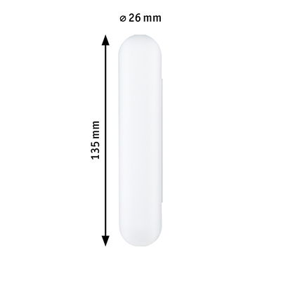 Weißes längliches LED-Leuchtmittel mit 135 mm Länge und 26 mm Durchmesser für moderne Beleuchtung