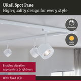 White URail Spot Pane LED ceiling spotlight with dimmable warm white light for living spaces