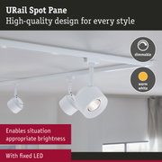 White URail Spot Pane LED spotlight with dimmable warm white light for modern interior lighting