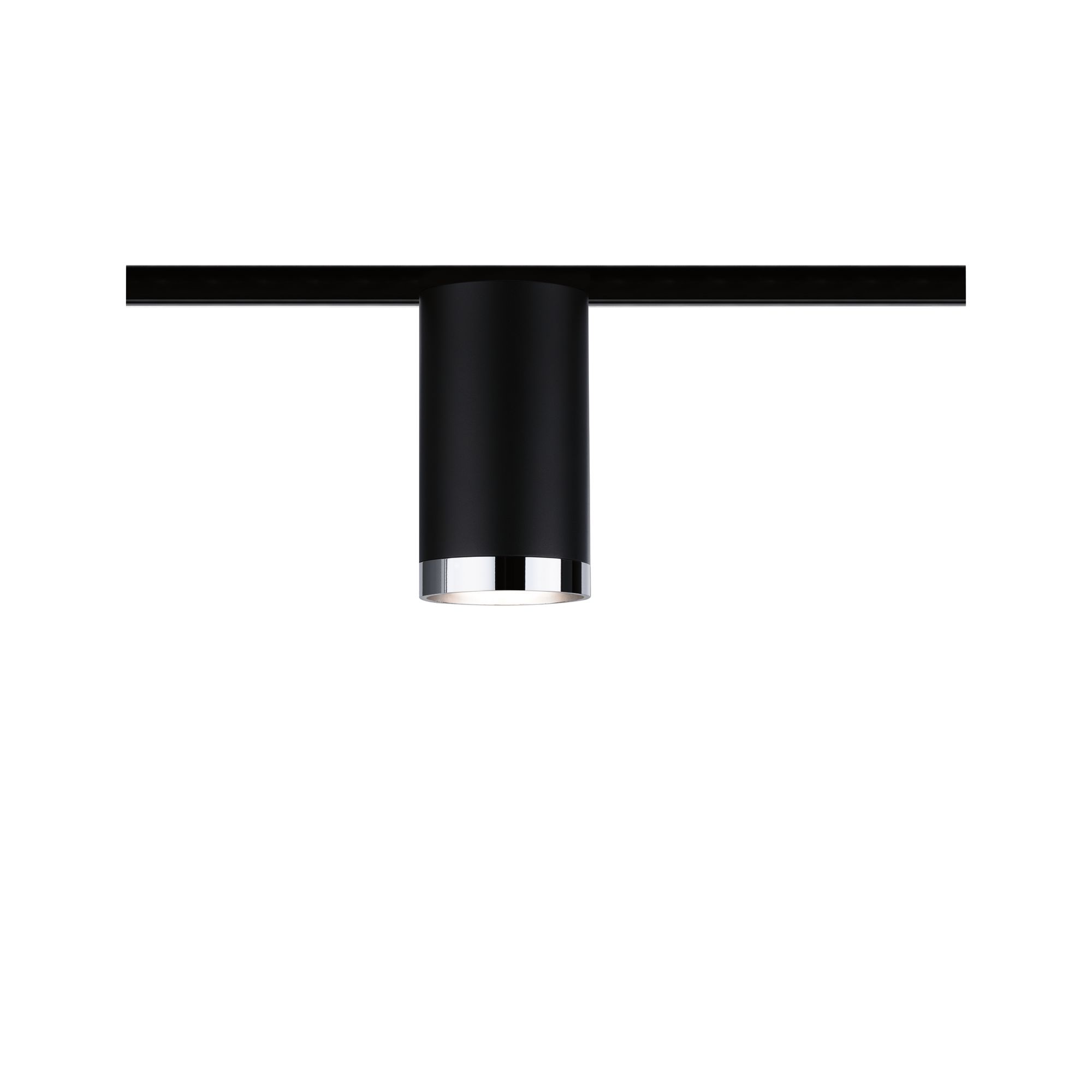 URail Rail spot Tube Individual Spot GU10 max. 10W dimmable 230V Black matt/Chrome Black metal LED ceiling light with chrome trim for modern indoor lighting solutions