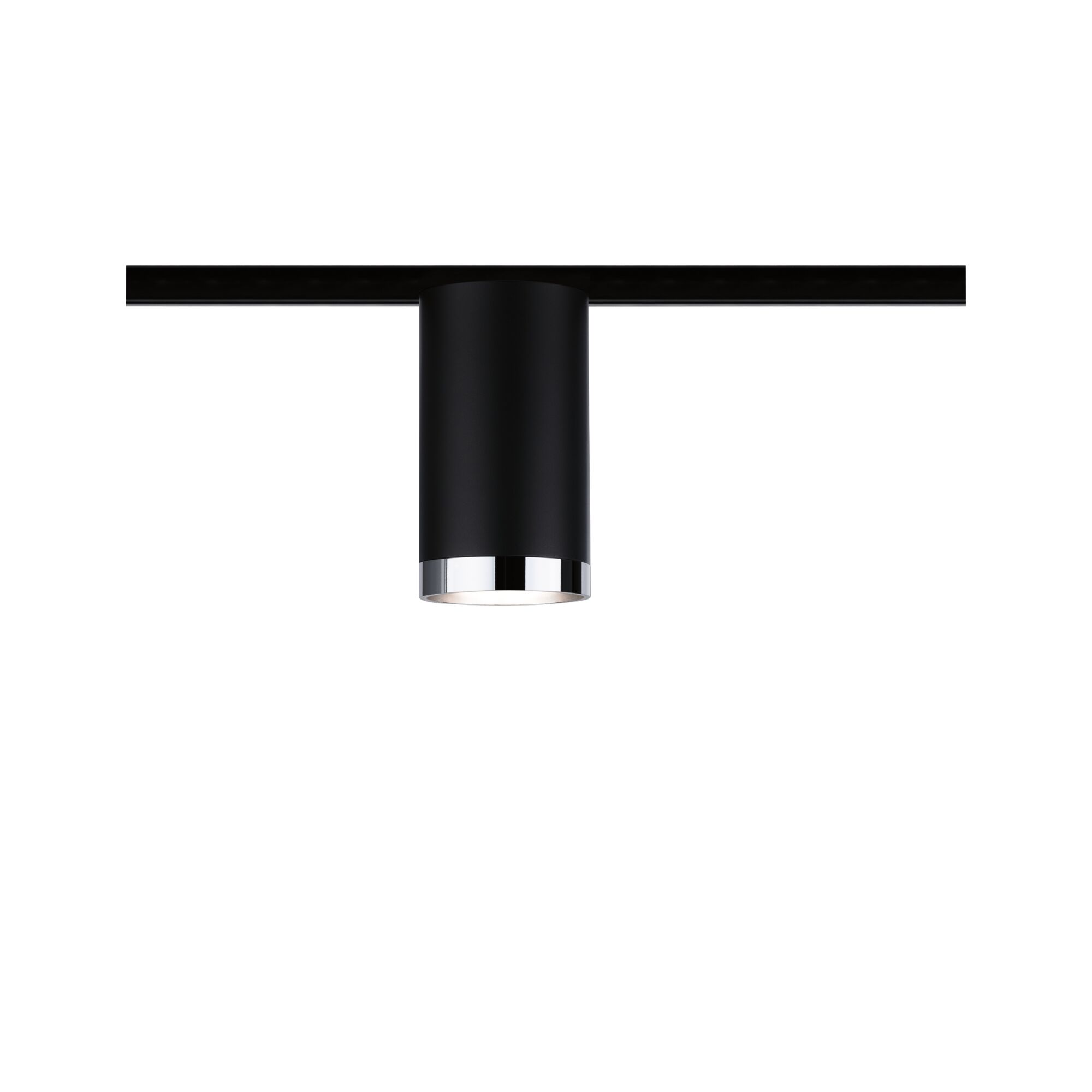 URail Spot sur rail Tube Spot individuel GU10 max. 10W gradable 230V Noir mat/Chrome Plafonnier LED noir au design cylindrique avec bord chromé pour un éclairage intérieur moderne