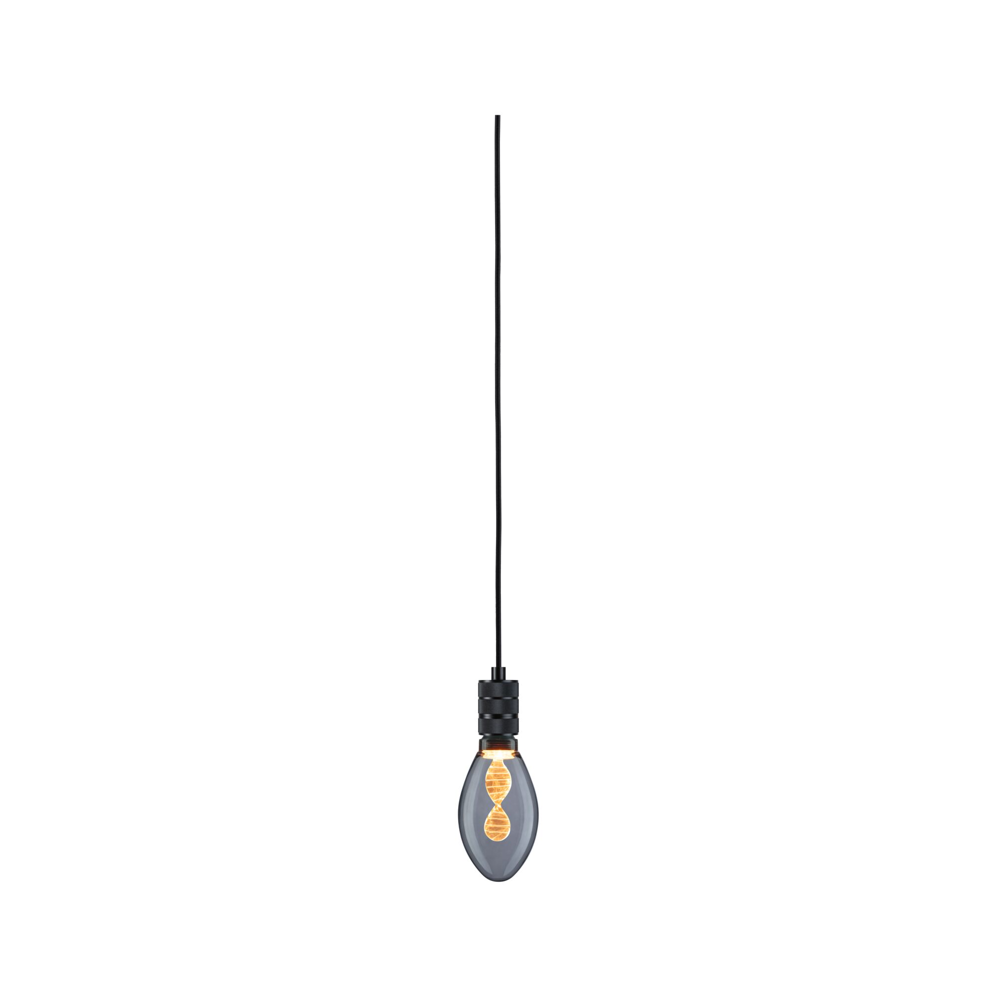 Lampa wisząca z czarnym kablem i dekoracyjną żarówką w dymionym szkle do nowoczesnych wnętrz