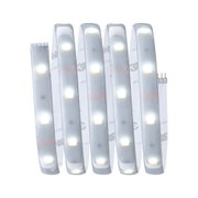 Flexibler LED-Lichtstreifen mit weißen LEDs und selbstklebender Rückseite für vielseitige Beleuchtung.