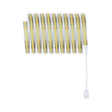 Bande LED flexible avec barre lumineuse jaune et câble de connexion blanc pour éclairage moderne.