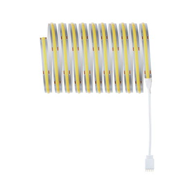 Bande LED flexible avec barre lumineuse jaune et câble de connexion blanc pour éclairage moderne.