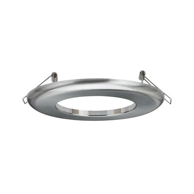 Round brushed stainless steel recessed frame with spring clips for LED downlights