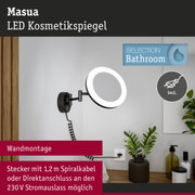 Masua LED Kosmetikspiegel in Schwarz mit Wandmontage und Spiralkabel für Badezimmerbeleuchtung