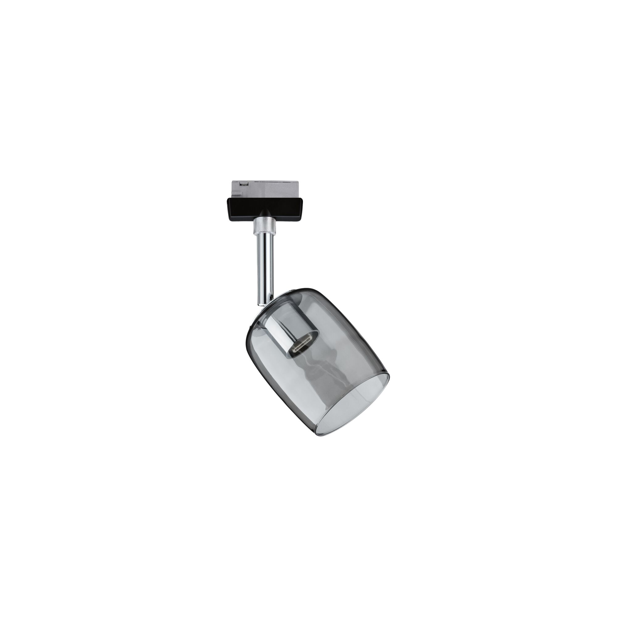 Modern ceiling spotlight with smoked glass and chrome metal for adjustable lighting