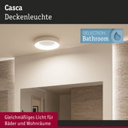 Weiße Casca Deckenleuchte aus Kunststoff mit gleichmäßigem Licht für Badezimmer und Wohnräume