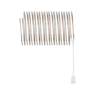 Flexibler LED-Lichtstreifen in warmweiß mit weißem Anschlusskabel für dekorative Beleuchtung