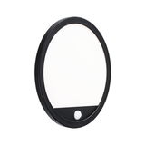 Ronde zwarte LED-wandlamp met bewegingssensor en witte diffuser voor binnenverlichting