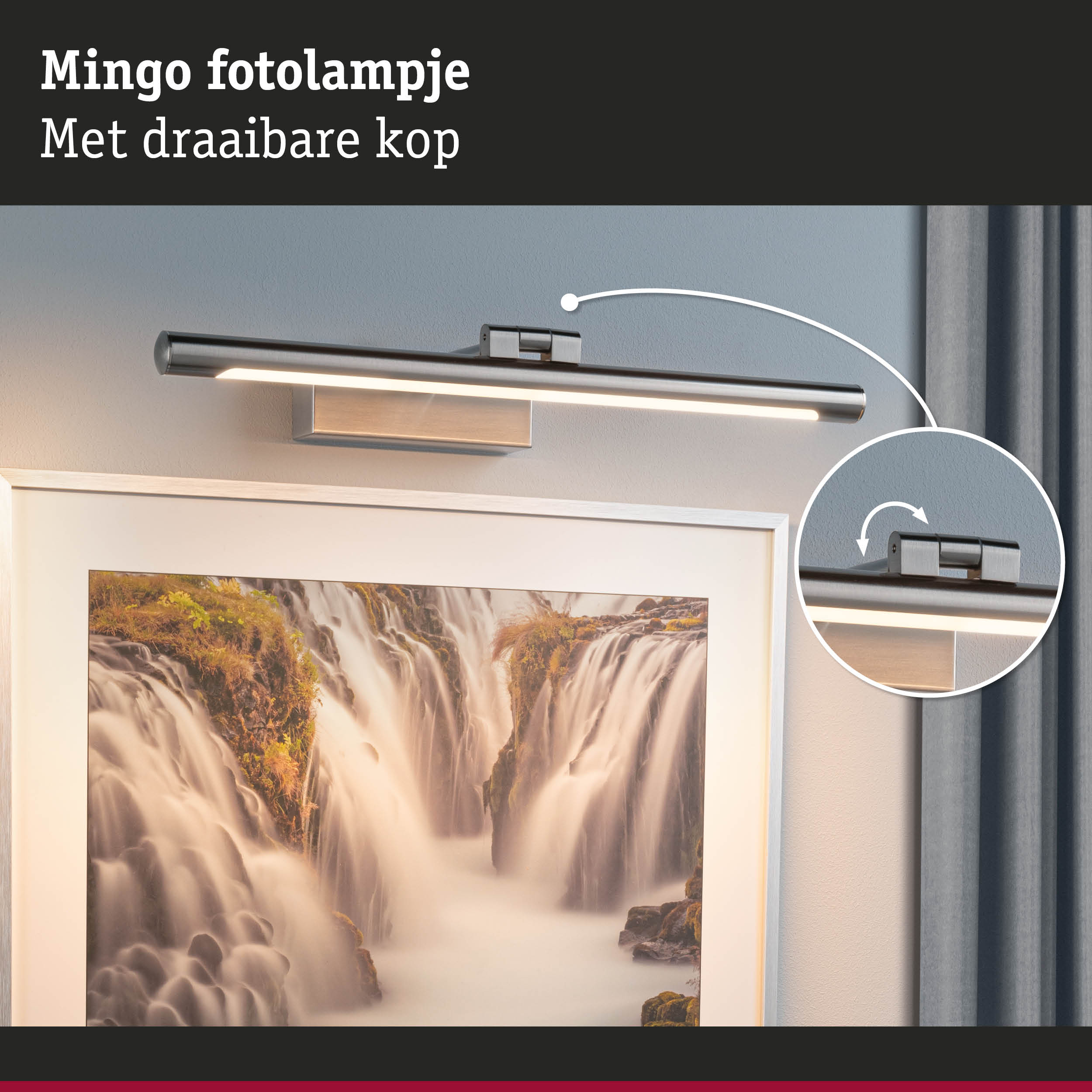 Mingo LED-buitenlamp van geborsteld roestvrij staal in zilver met draaibare kop voor wandverlichting
