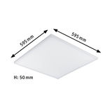 Square white LED ceiling light 595x595 mm and 50 mm height for modern room lighting