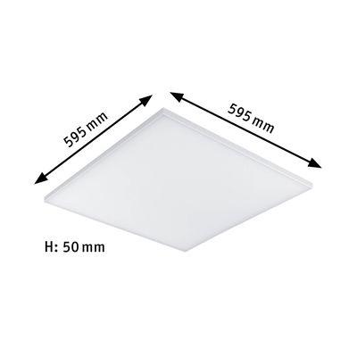 Quadratische weiße LED-Deckenleuchte mit 595x595 mm und 50 mm Höhe für moderne Raumbeleuchtung