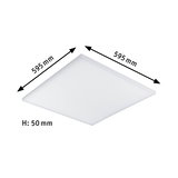 Quadratische weiße LED-Deckenleuchte mit 595x595 mm und 50 mm Höhe für moderne Raumbeleuchtung