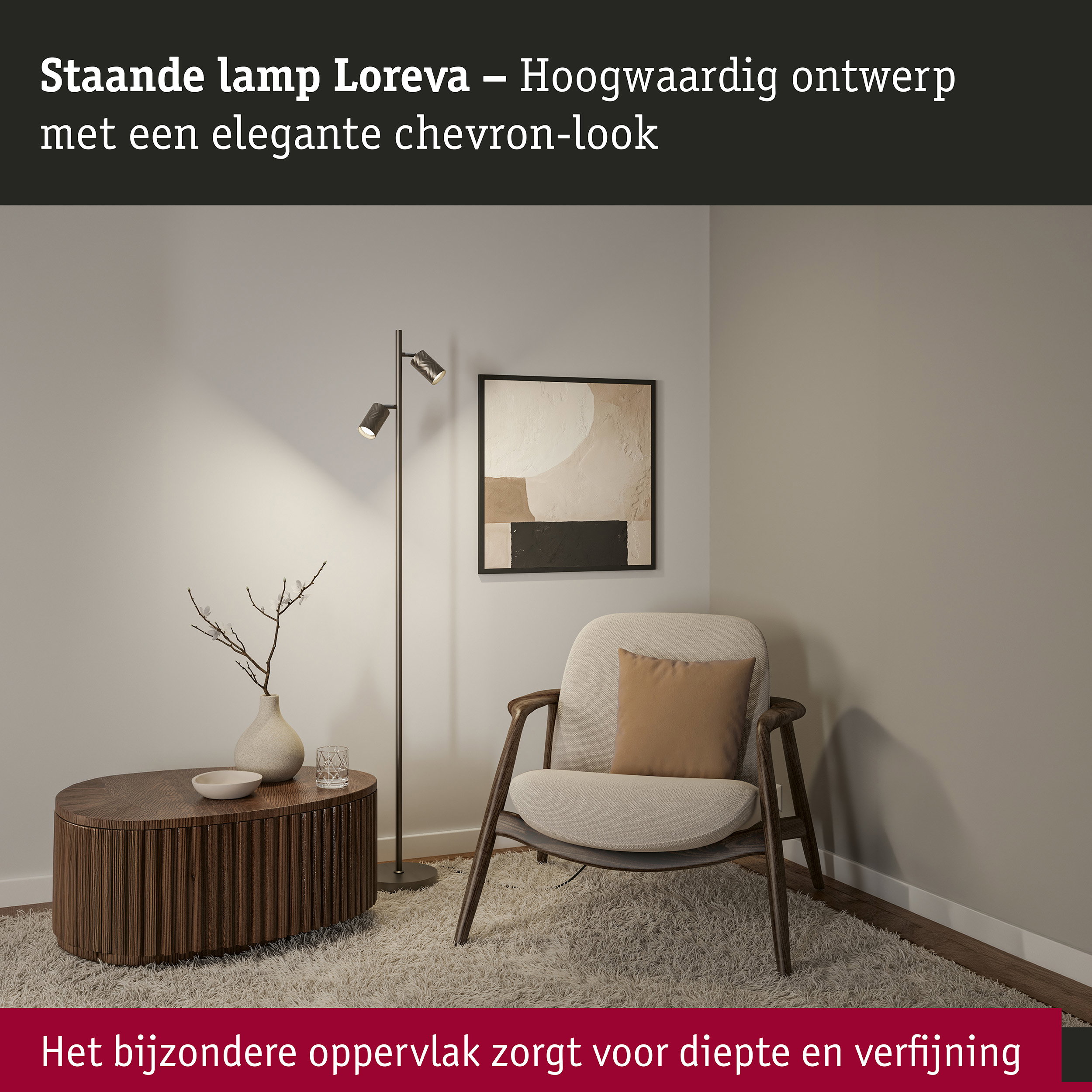 Staande lamp Loreva 1575mm max. 2x7W Titaanium