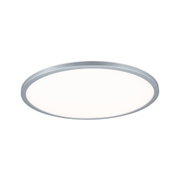 Round LED ceiling light with silver aluminium frame and white diffuser for modern room lighting