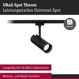 Schwarzer URail Spot Theron Universal-Spot mit Memory-Funktion und 50.000 Stunden Lebensdauer