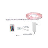 Bande LED blanche avec télécommande et adaptateur, ruban RGB flexible pour éclairage intérieur