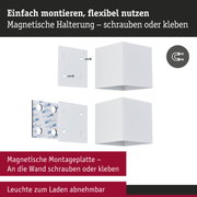 Weiße magnetische Montageplatte mit Schrauben und Klebefläche für flexible Wandbefestigung