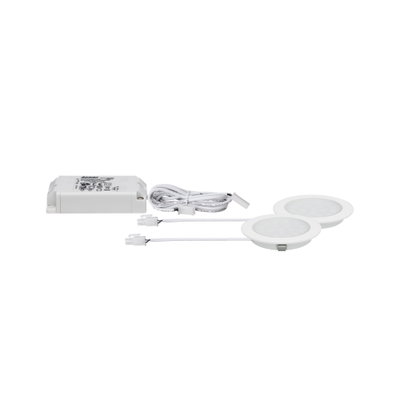 White LED recessed spotlight set with driver and cable for energy-efficient lighting