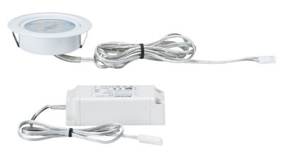 White LED recessed spotlight set with driver and clear cable for modern lighting solutions