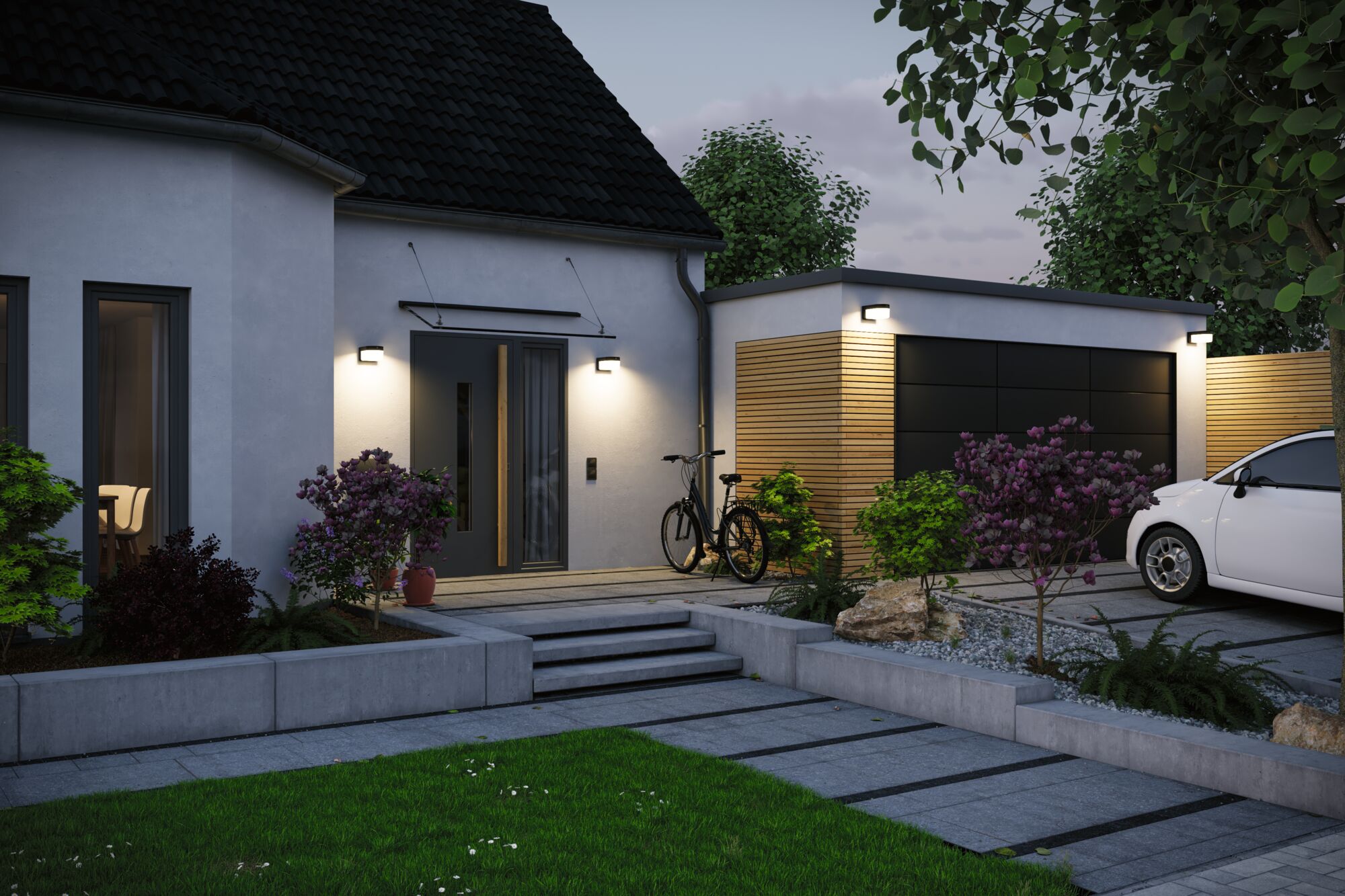 Hybrid Applique d'extérieur LED Calyne House 230V + Solaire IP44 carré 145x229mm 3000K 2,3W 230lm 230V Noir