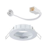 White plastic recessed spotlight with GU5.3 socket and connector cable for LED bulbs
